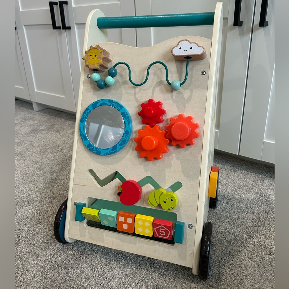 B Toys - Target Wooden Activity Walker - Teal, Red, Orange, Yellow, Green, Blue